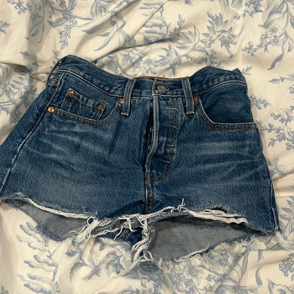 Women's 24 LEVI'S 501 Premium Button-Fly Blue Denim Jean Shorts